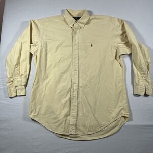 RALPH LAUREN YARMOUTH 100% COTTON FLESH POLO BUTTON DOWN MUSTARD SHIRT OXFORD